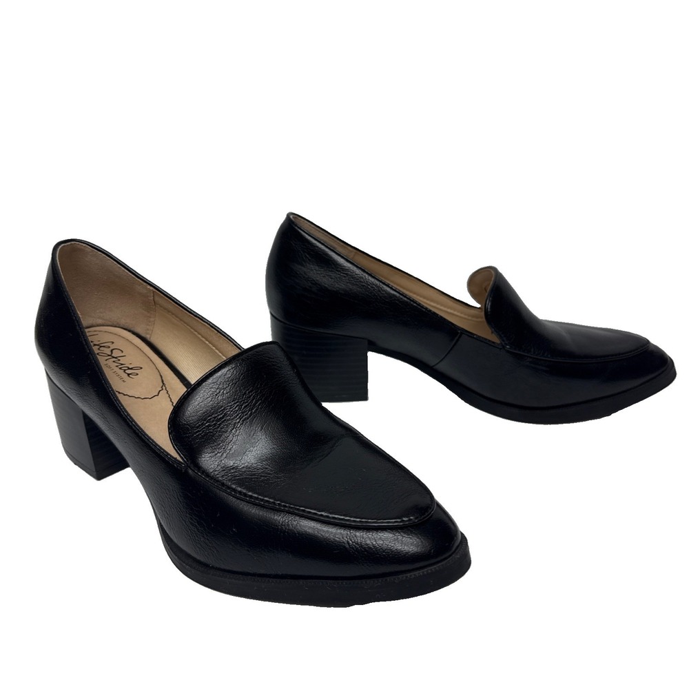 Liftstride Women's Devyn Black Athena Heeled Loafers Size 7 Business Classic EUC